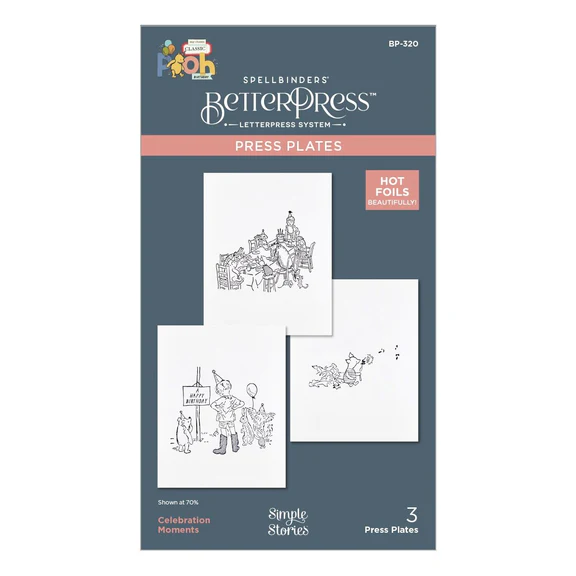 *NEW* - Spellbinders - Celebration Moments Press Plates from the Say Cheese Classic Pooh Birthday Collection by Simple Stories
