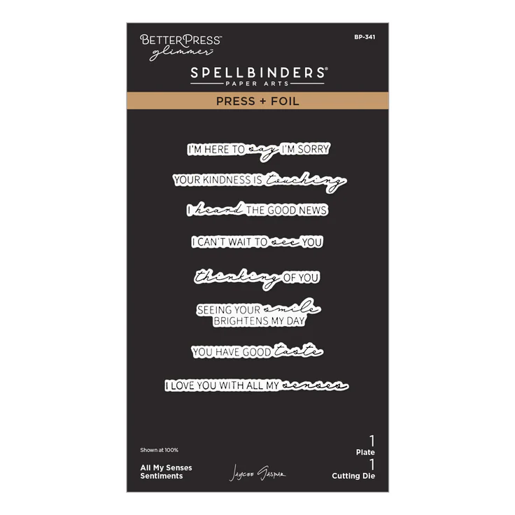 **NEW* - Spellbinders - All My Senses Sentiments Press + Foil Plate & Die Set by Jaycee Gaspar