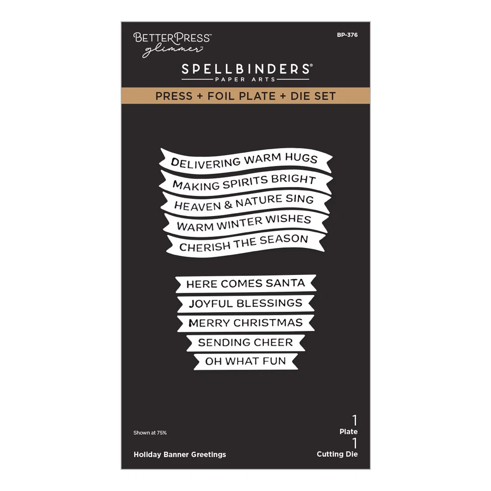**NEW* - Spellbinders - Holiday Banner Greetings Press + Foil Plate & Die Set