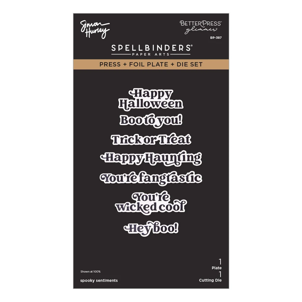 **NEW* - Spellbinders - Spooky Sentiments Press + Foil Plate & Die Set by Simon Hurley