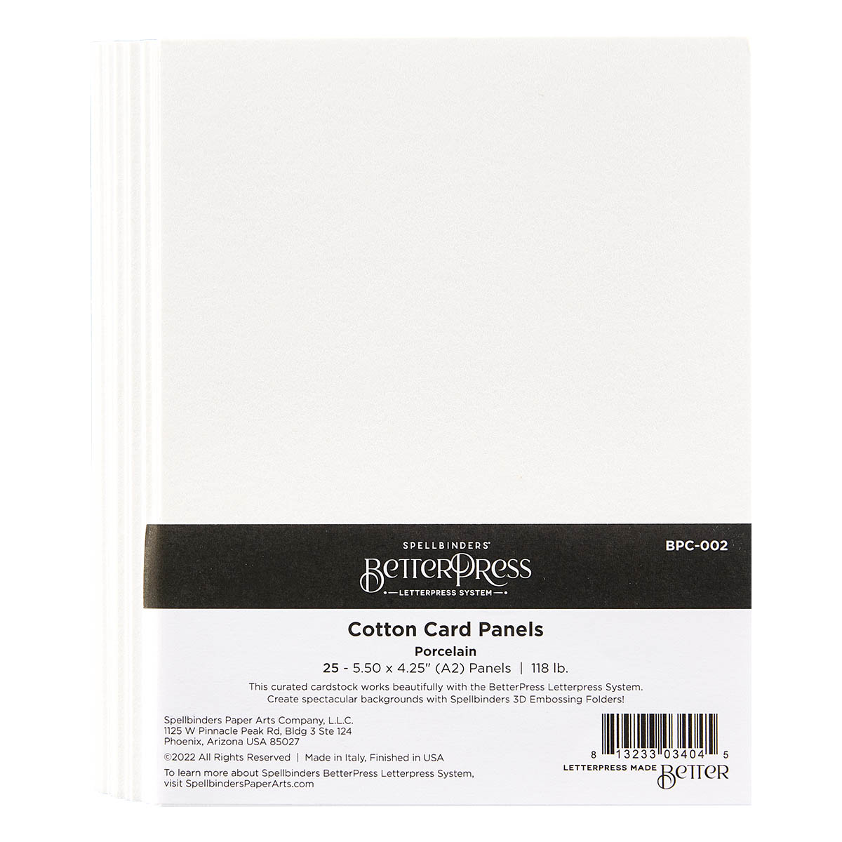 Spellbinders - Porcelain BetterPress A2 Cotton Card Panels  - 25 Pack