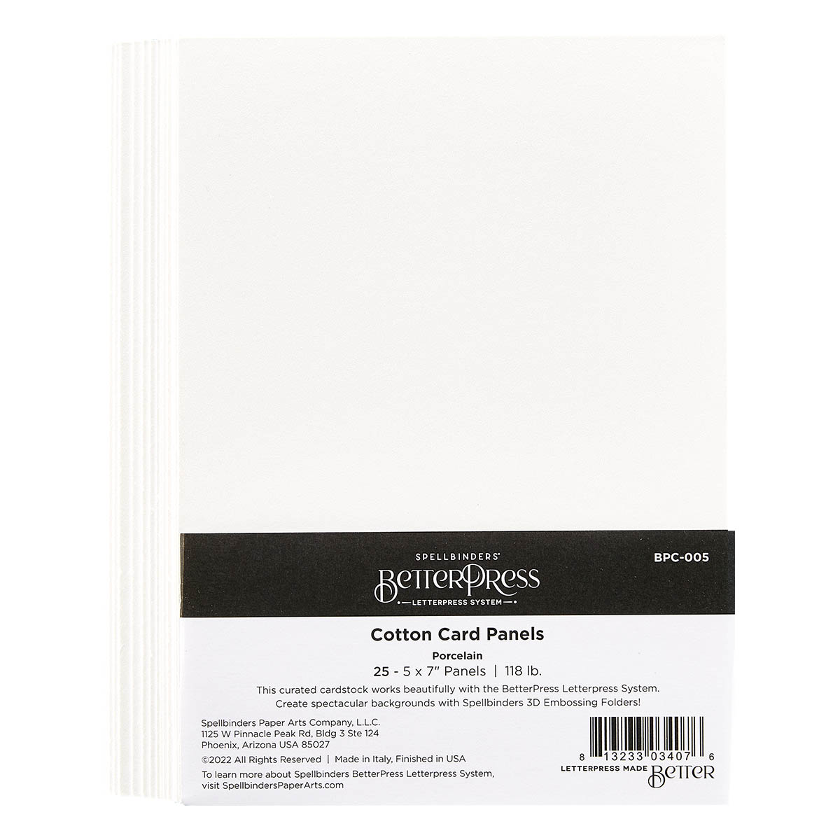 Spellbinders - Porcelain BetterPress A7 Cotton Card Panels  - 25 Pack