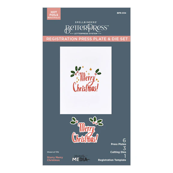 **NEW* - Spellbinders - Starry Merry Christmas Registration Press Plate & Die Set from the Starry Holiday Collection by Dina Wakley