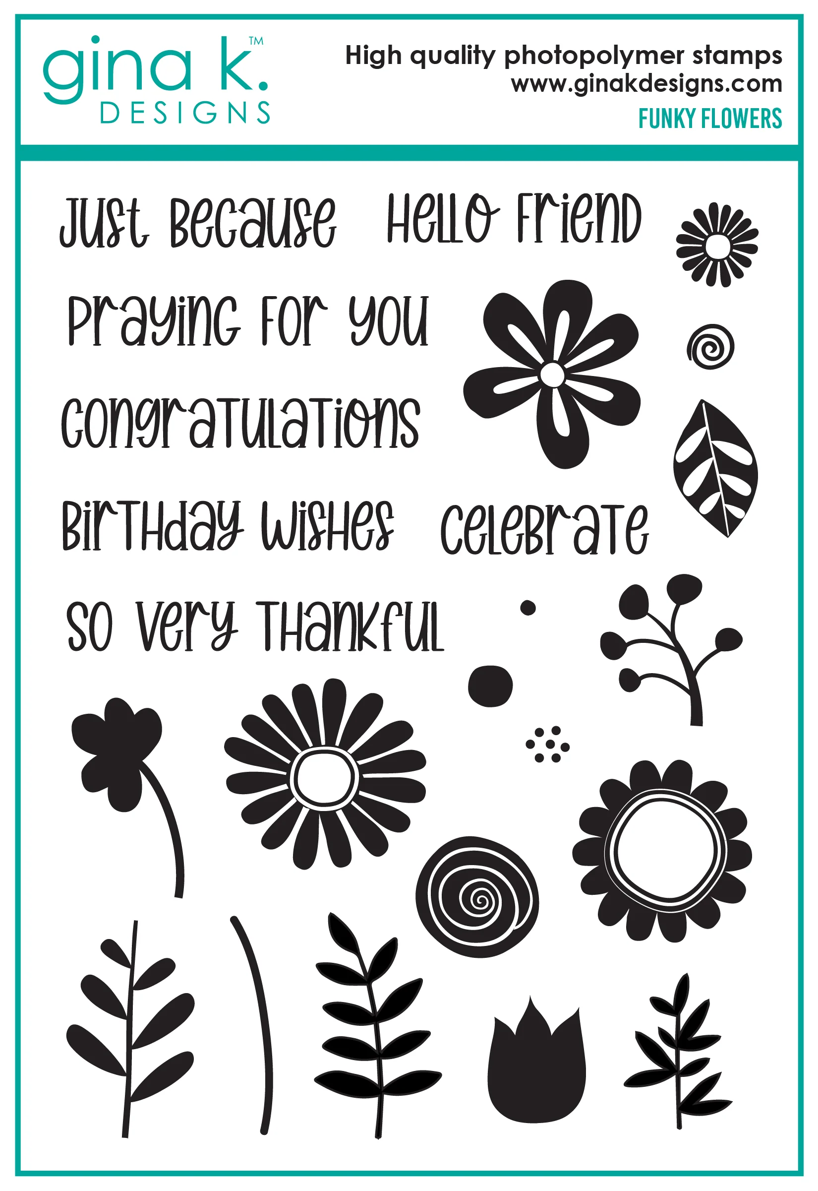 Gina K Designs - Funky Flowers - STAMPS