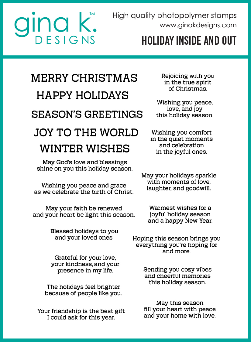 **NEW* - Gina K Designs - Holiday Inside and Out - STAMPS