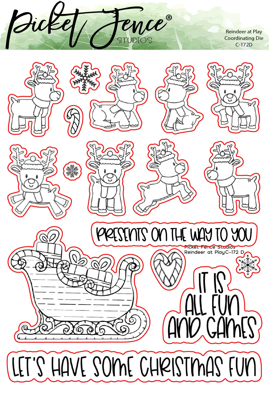 *NEW* - Picket Fence Studios - Reindeer at Play Coordinating Die
