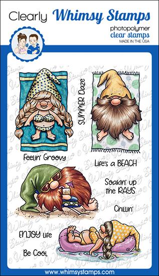 Whimsy Stamps - Gnomes at the Beach Clear Stamps