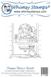 Whimsy Stamps - Penguins Hang a Wreath - Crissy Armstrong Collection