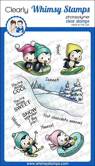 Whimsy Stamps - Penguin Snow Days Clear Stamps