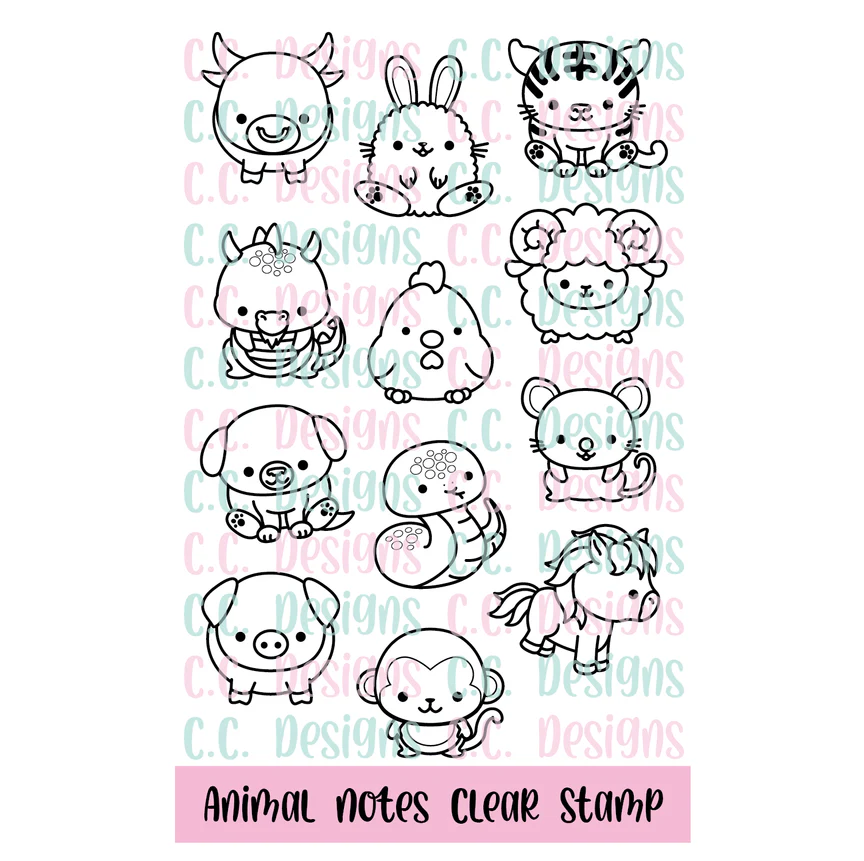 **NEW* - CC Designs - Animal Notes Clear Stamp Set
