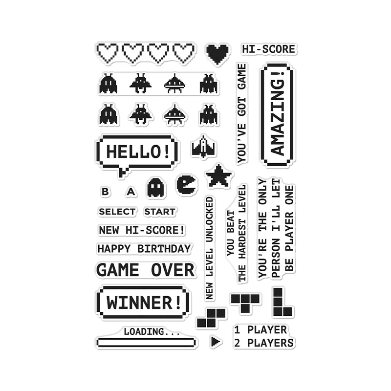 Spellbinders - Hero Arts Retro Game Clear Stamps by Ralph Tyndall