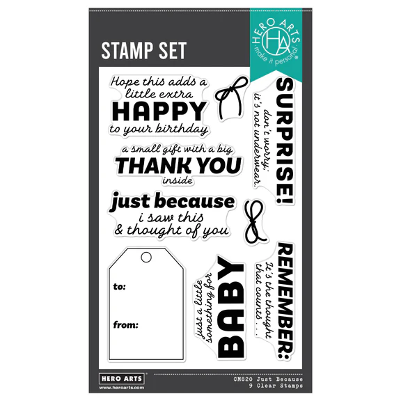 **NEW* - Spellbinders - Hero Arts Just Because Clear Stamp Set from the Best Gift Ever Collection