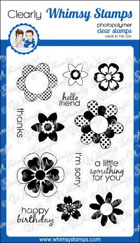 Whimsy Stamps - Retro Flowers - Clear Stamps