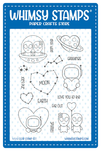 Whimsy Stamps - Space Moonies Clear STAMP AND MATCHING DIE (SB8)