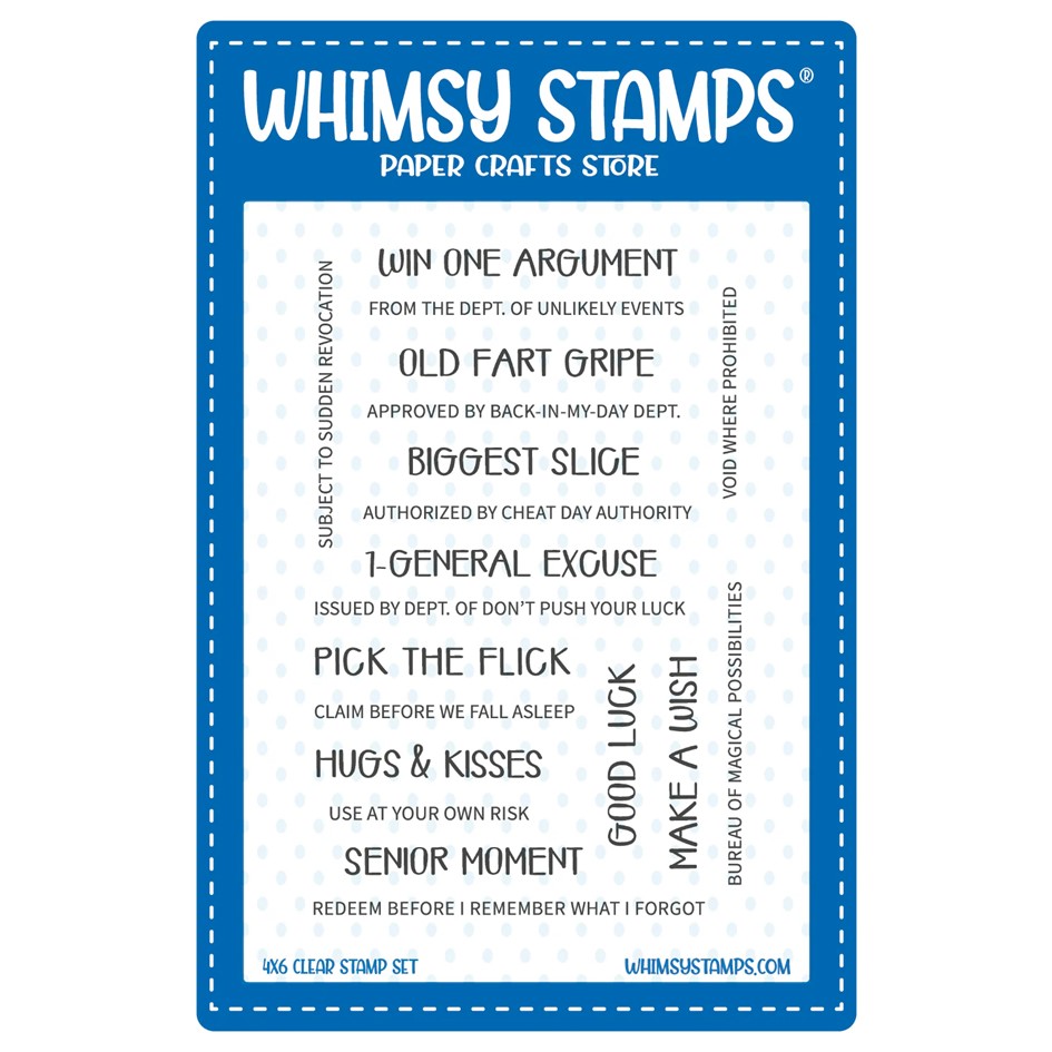 **NEW* - Whimsy Stamps - Ticket Coupons: Sentiments Clear Stamps