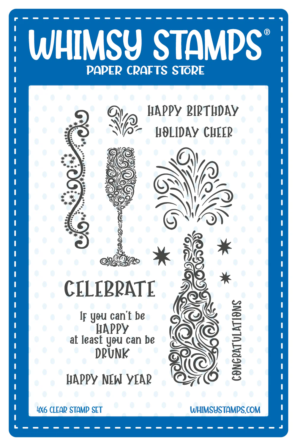 **NEW* - Whimsy Stamps - Celebrate Champagne Clear Stamps