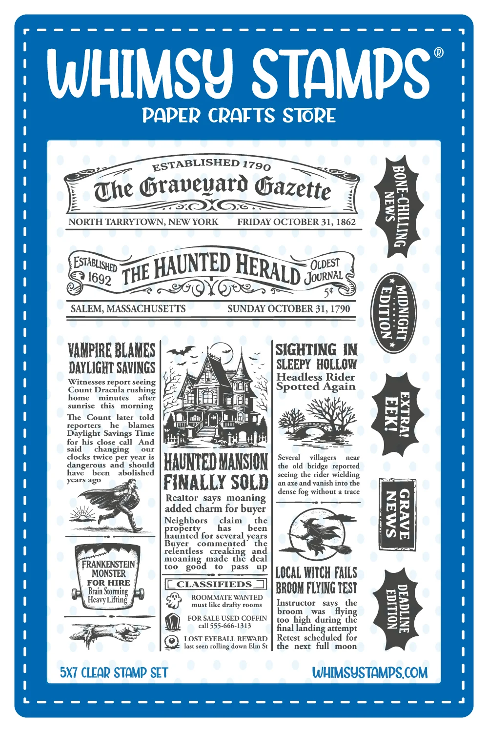 **NEW* - Whimsy Stamps - Haunted Herald Clear Stamps