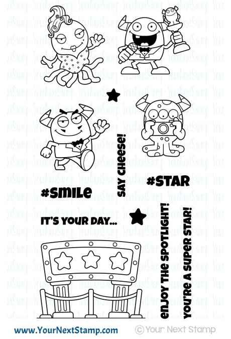 Your Next Stamp - Silly Monsters Say Cheese STAMP AND MATCHING DIE (8) YELLOW