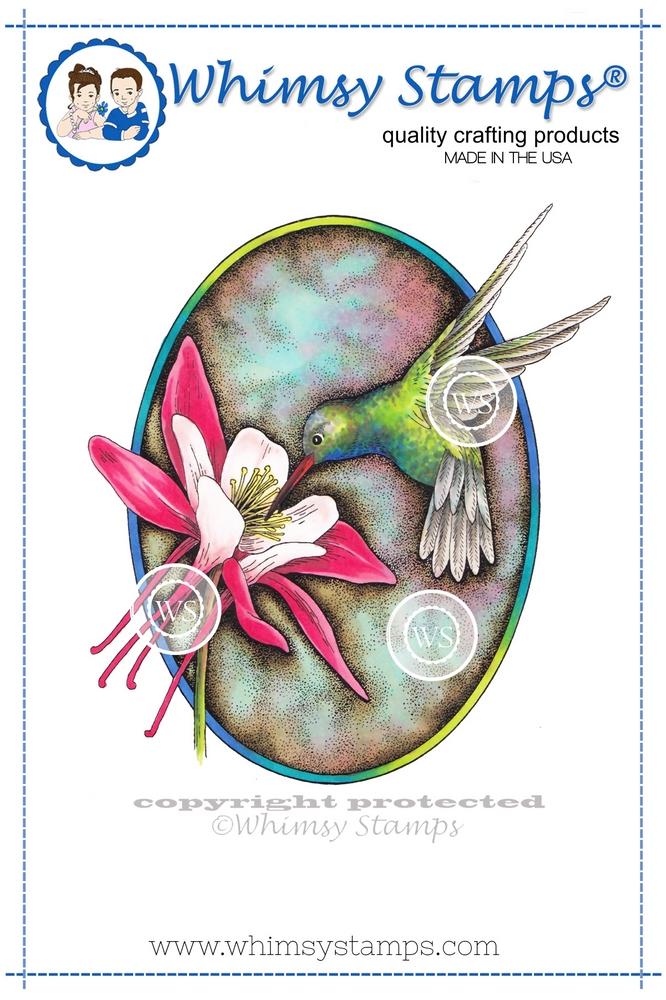 Whimsy Stamps - Hummingbird and Columbine Rubber Cling Stamp