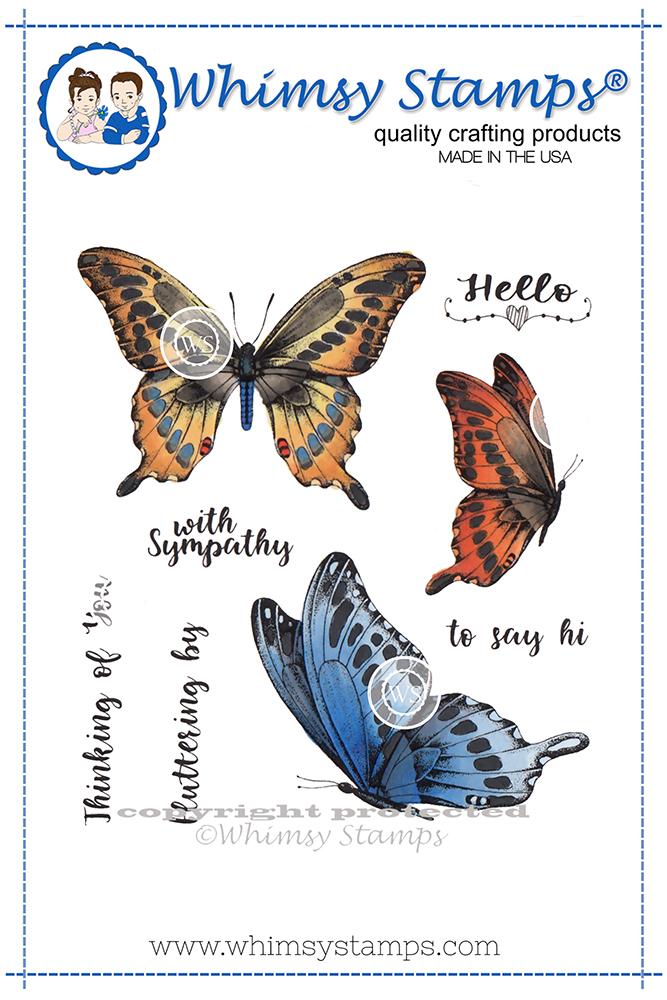 Whimsy Stamps - Butterflies Fluttering Set Rubber Cling Stamp