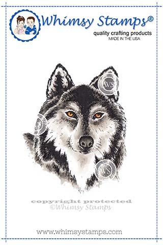 Whimsy Stamps - Wolf Head Rubber Cling Stamp