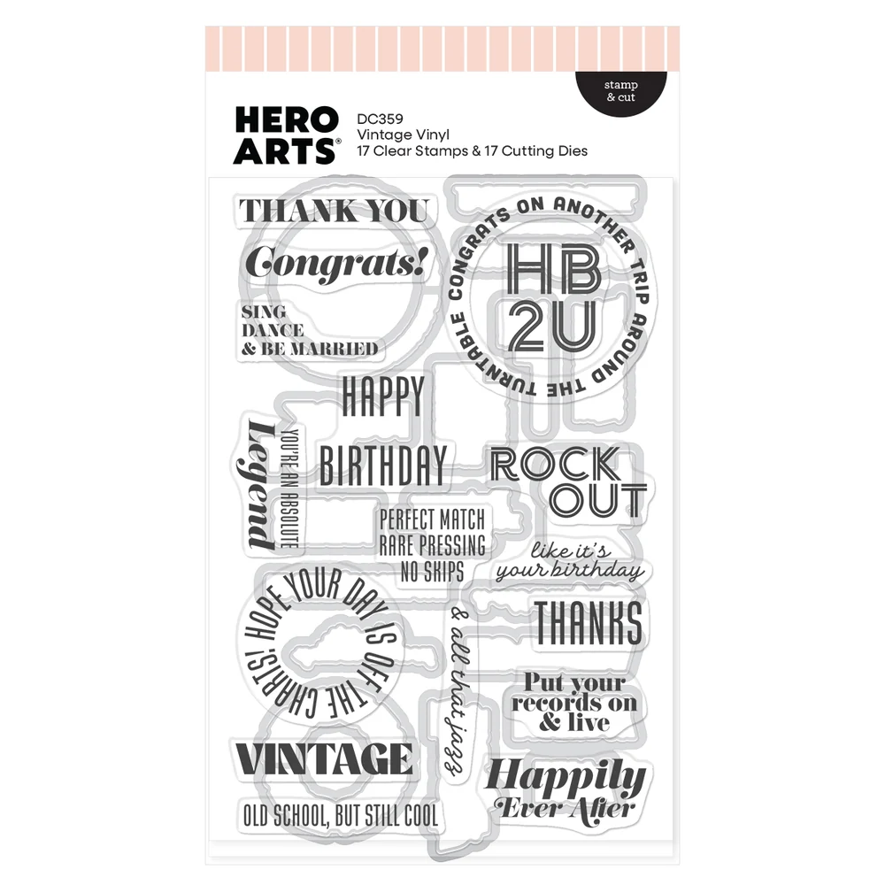 **NEW* - Spellbinders - Hero Arts Vintage Vinyl Stamp & Cut