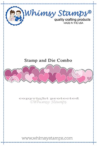 Whimsy Stamps - Heart Border Rubber Cling Stamp and Die Combo