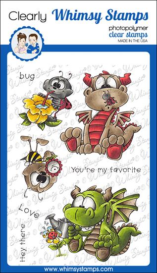 Whimsy Stamps - Garden Dragons Clear Stamps