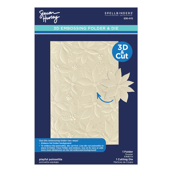 *NEW* - Spellbinders - Playful Poinsettia 3D Embossing Folder & Die Set from the Simon's Snow Globes Collection by Simon Hurley