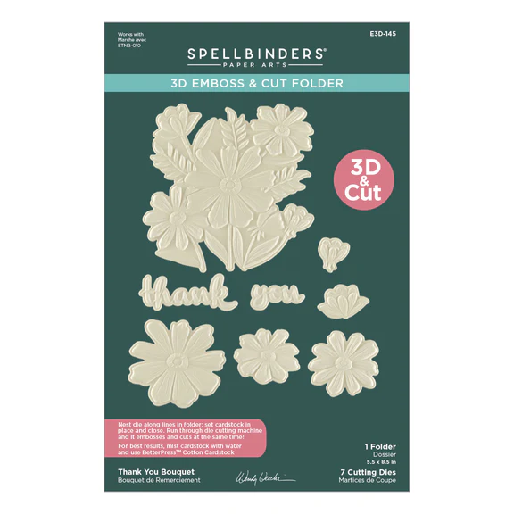 **NEW* - Spellbinders - Thank You Bouquet 3D Emboss & Cut Folder from the Tabbed Classics Collection by Wendy Vecchi