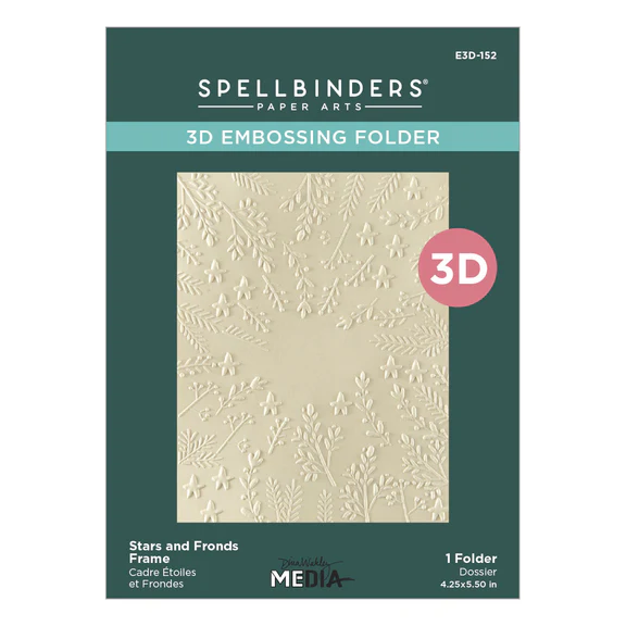 *NEW* - Spellbinders - Stars and Fronds Frame 3D Embossing Folder from the Starry Holiday Collection by Dina Wakley