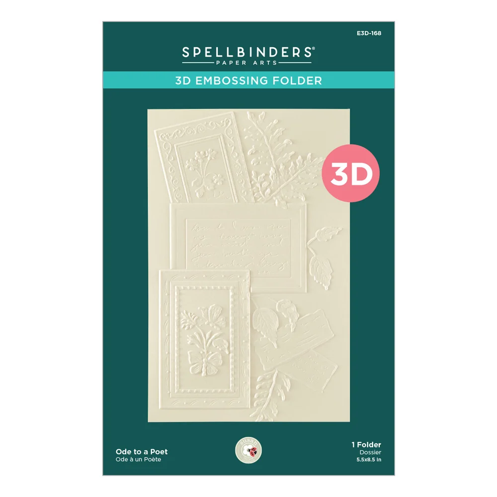 **NEW* - Spellbinders - Ode to a Poet 3D Embossing Folder by Susan Tierney-Cockburn