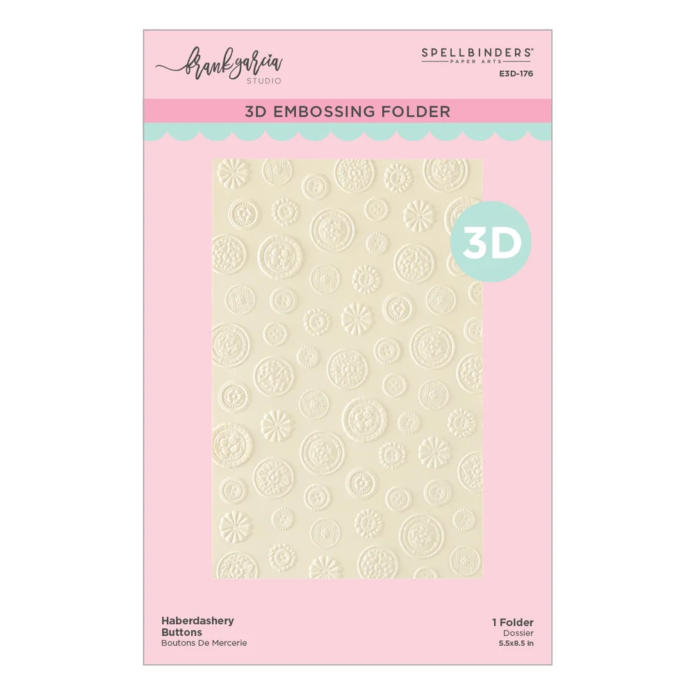 **NEW* - Spellbinders - Haberdashery Buttons 3D Embossing Folder by Frank Garcia