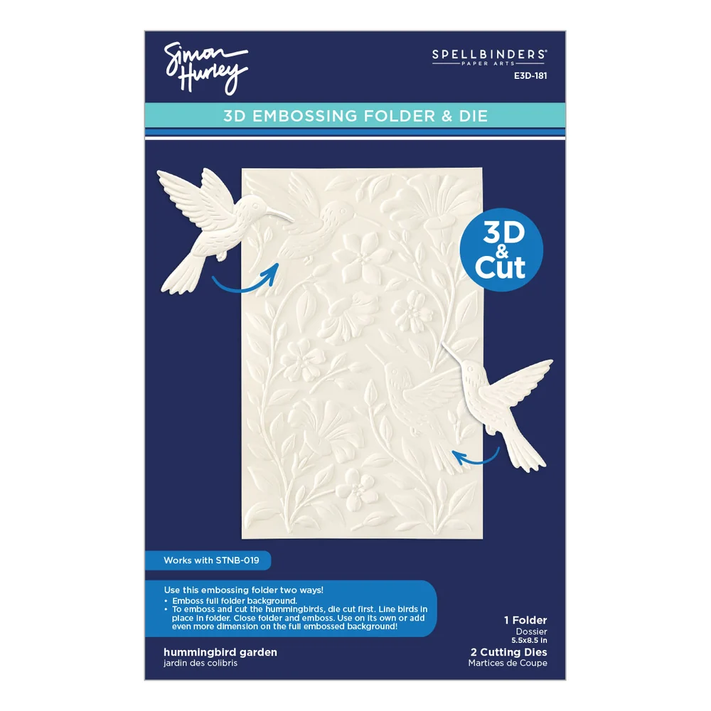 **NEW* - Spellbinders - Hummingbird Garden 3D Embossing Folder & Die Set by Simon Hurley