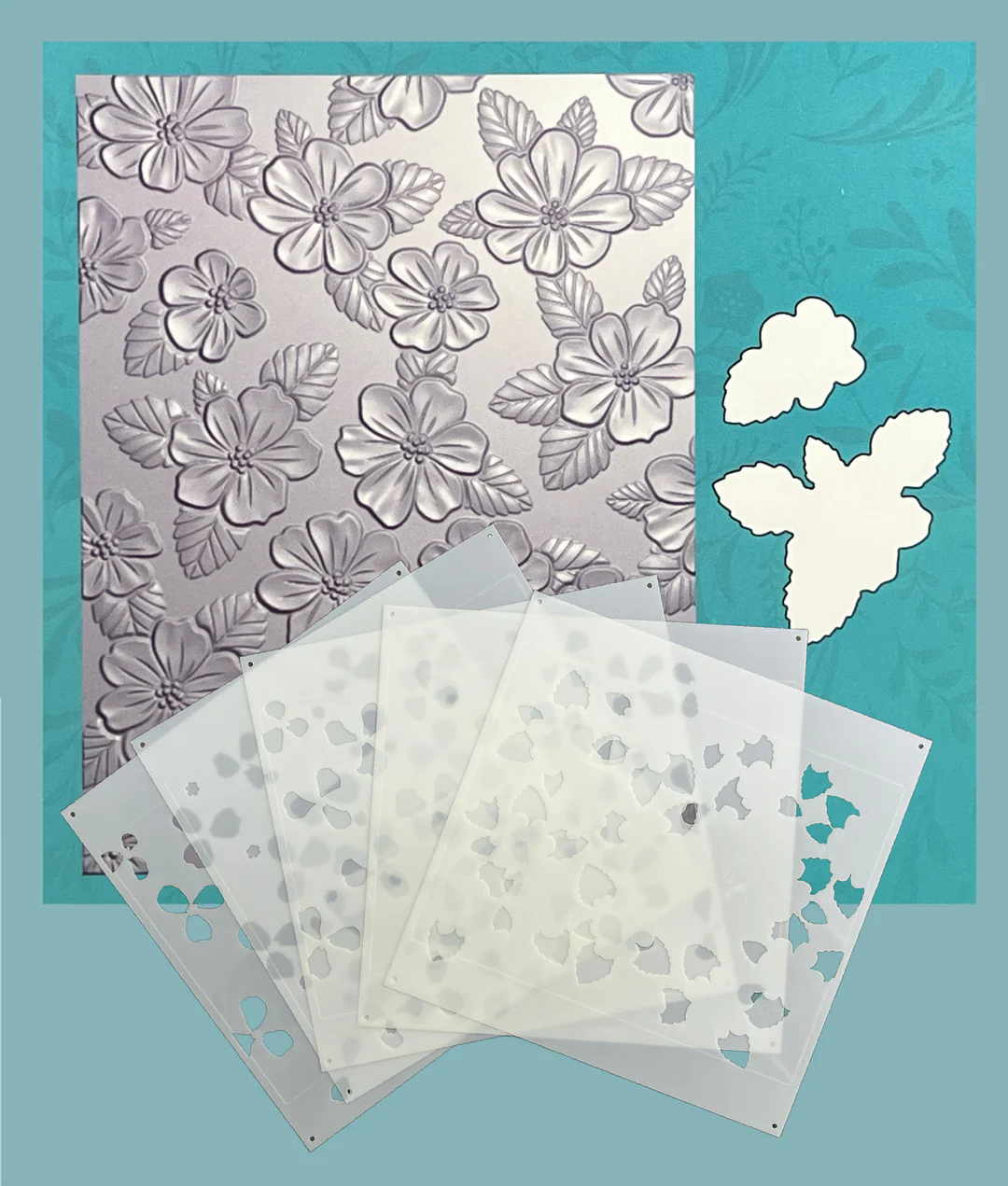 Gina K Designs - Dainty Flower Field 3D Embossing Folder, Die and Stencil - BUNDLE