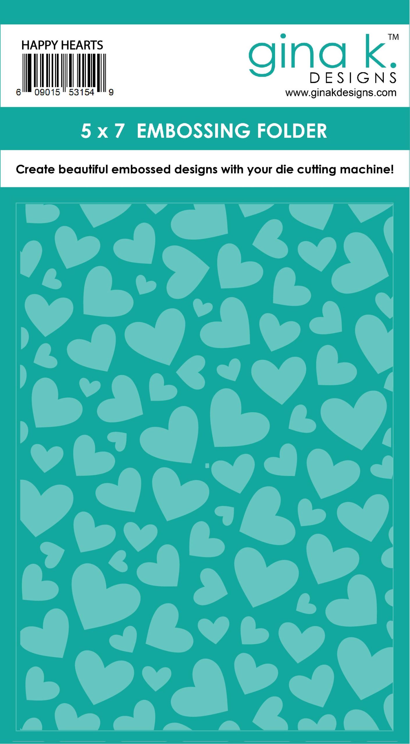 Gina K Designs - Happy Hearts - EMBOSSING FOLDER