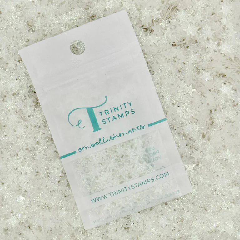 Trinity Stamps - White Sparkle Stars Confetti Embellishment Mix