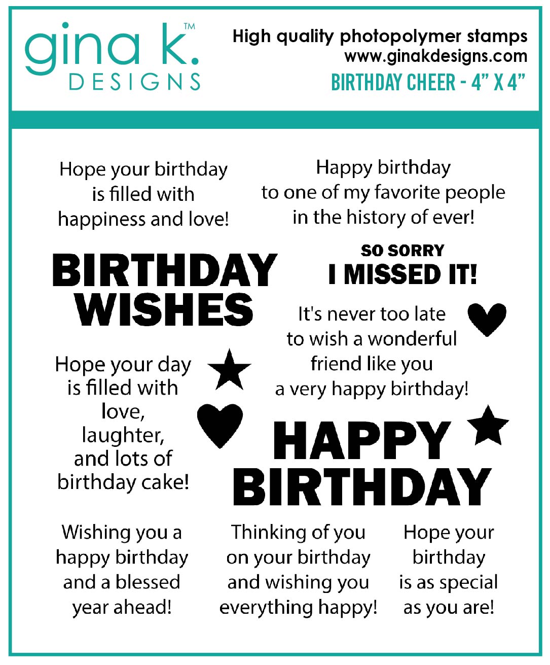 Gina K Designs - Birthday Cheer - STAMPS
