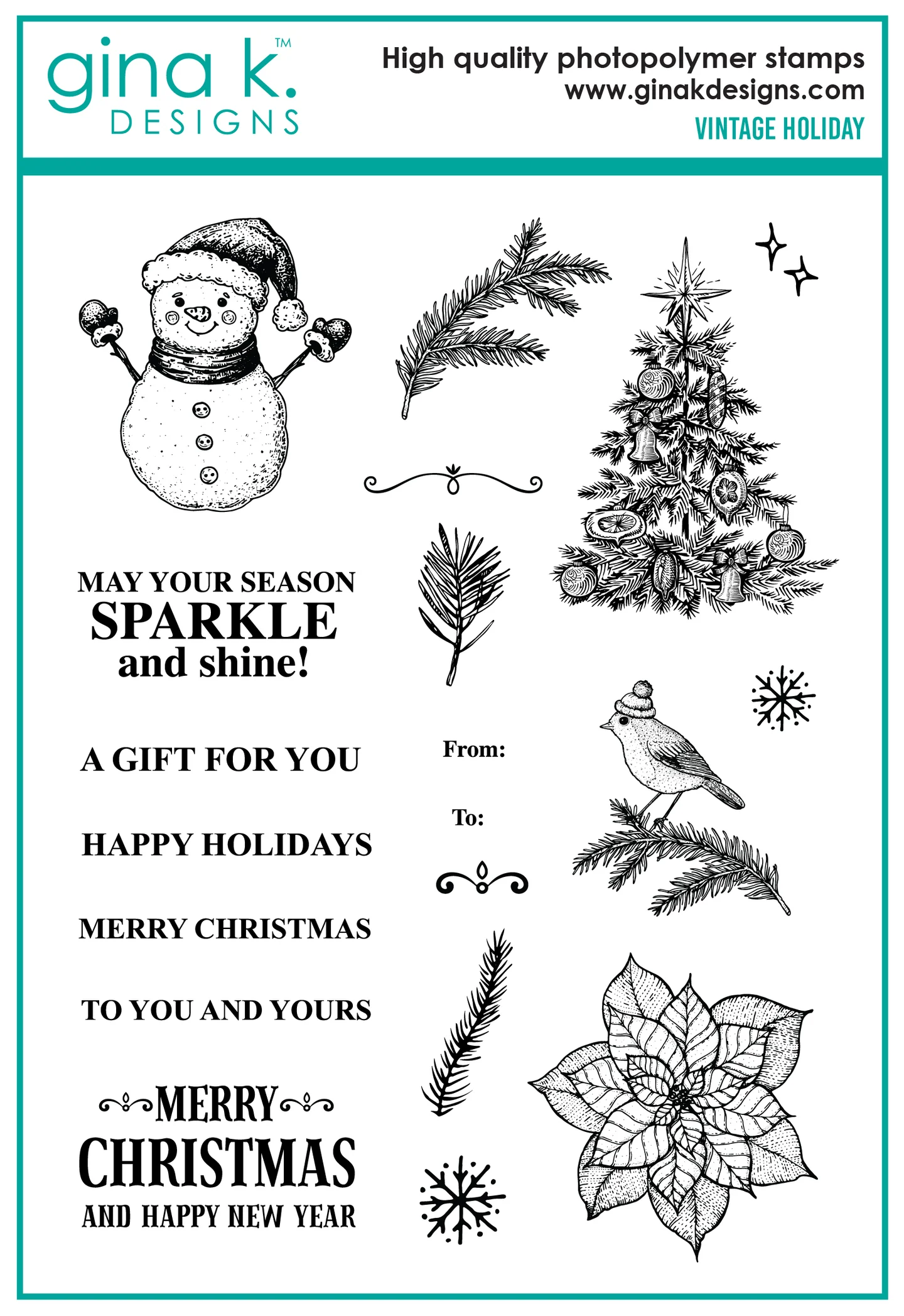 Gina K Designs - Vintage Holiday - STAMPS