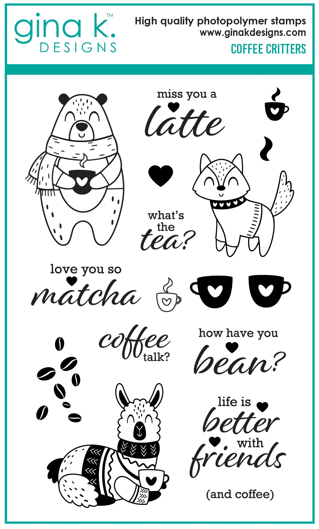Gina K Designs - Coffee Critters - STAMPS