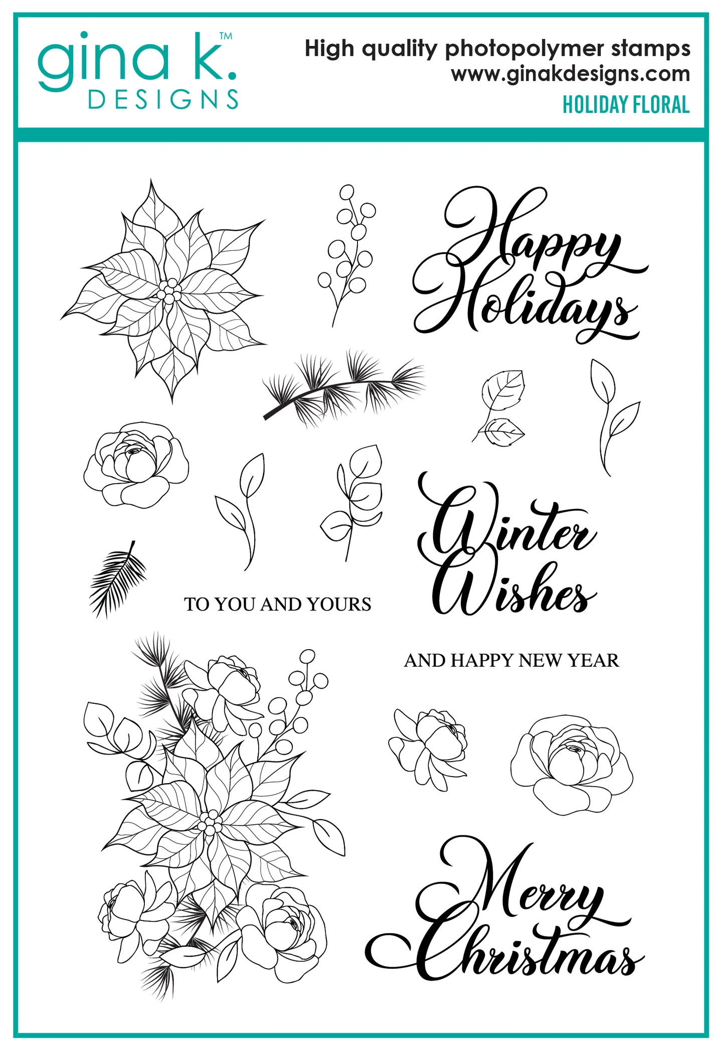 Gina K Designs - Holiday Floral - STAMPS