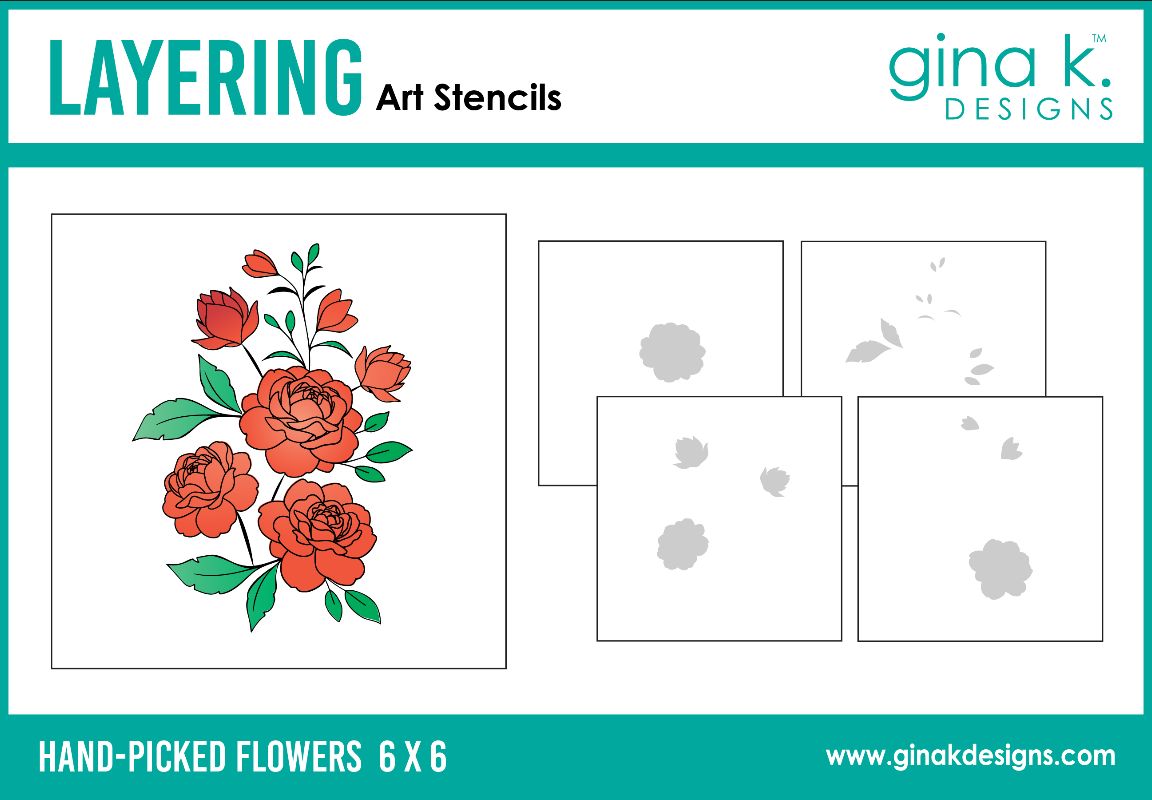 Gina K Designs - Hand-Picked Flowers Layering Stencil - STENCIL