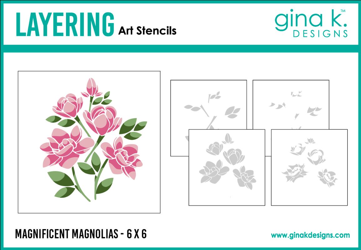 Gina K Designs - Magnificent Magnolias Layering Stencil - STENCILS