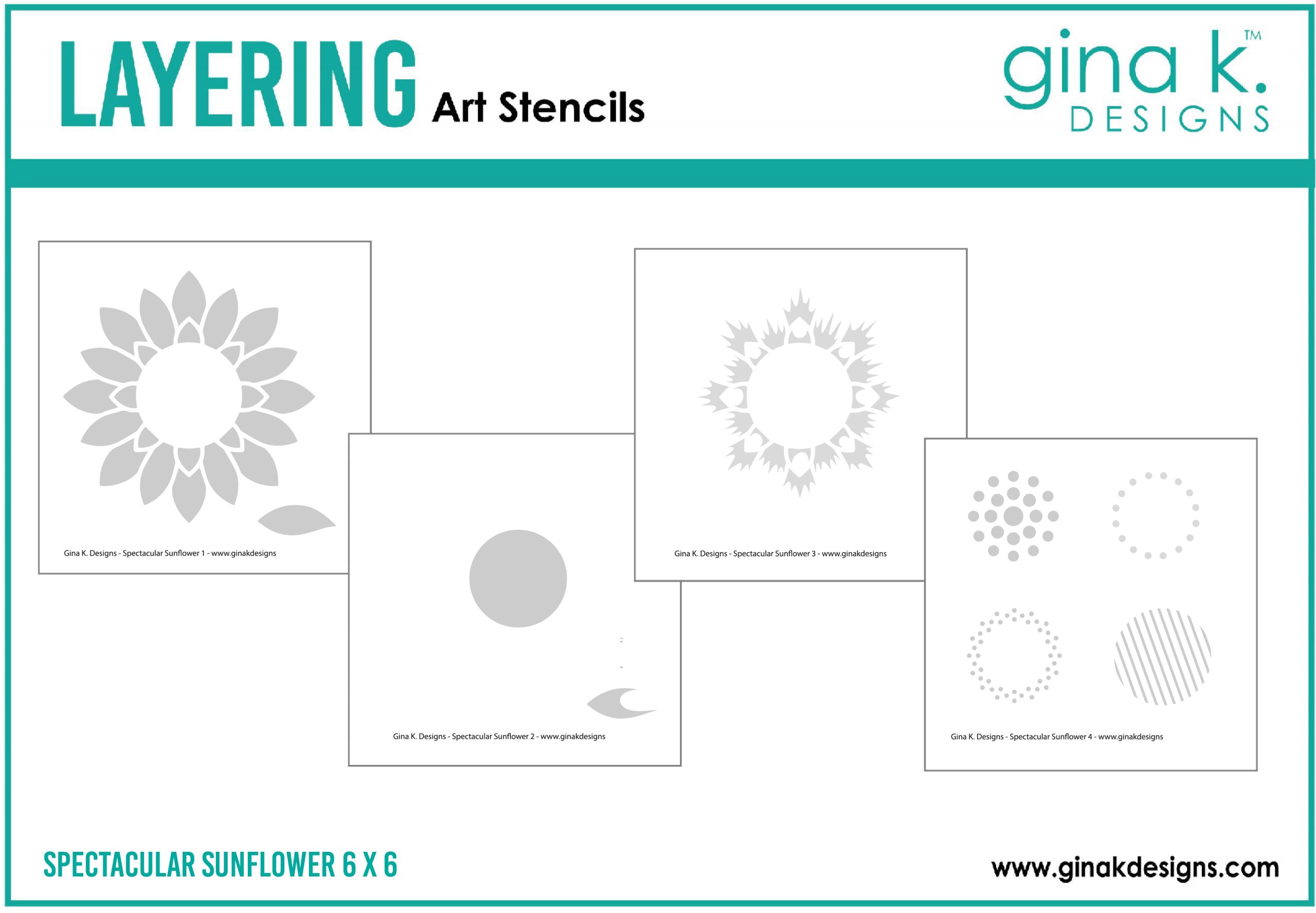 Gina K Designs - Spectacular Sunflowers Layering Stencil - STENCIL