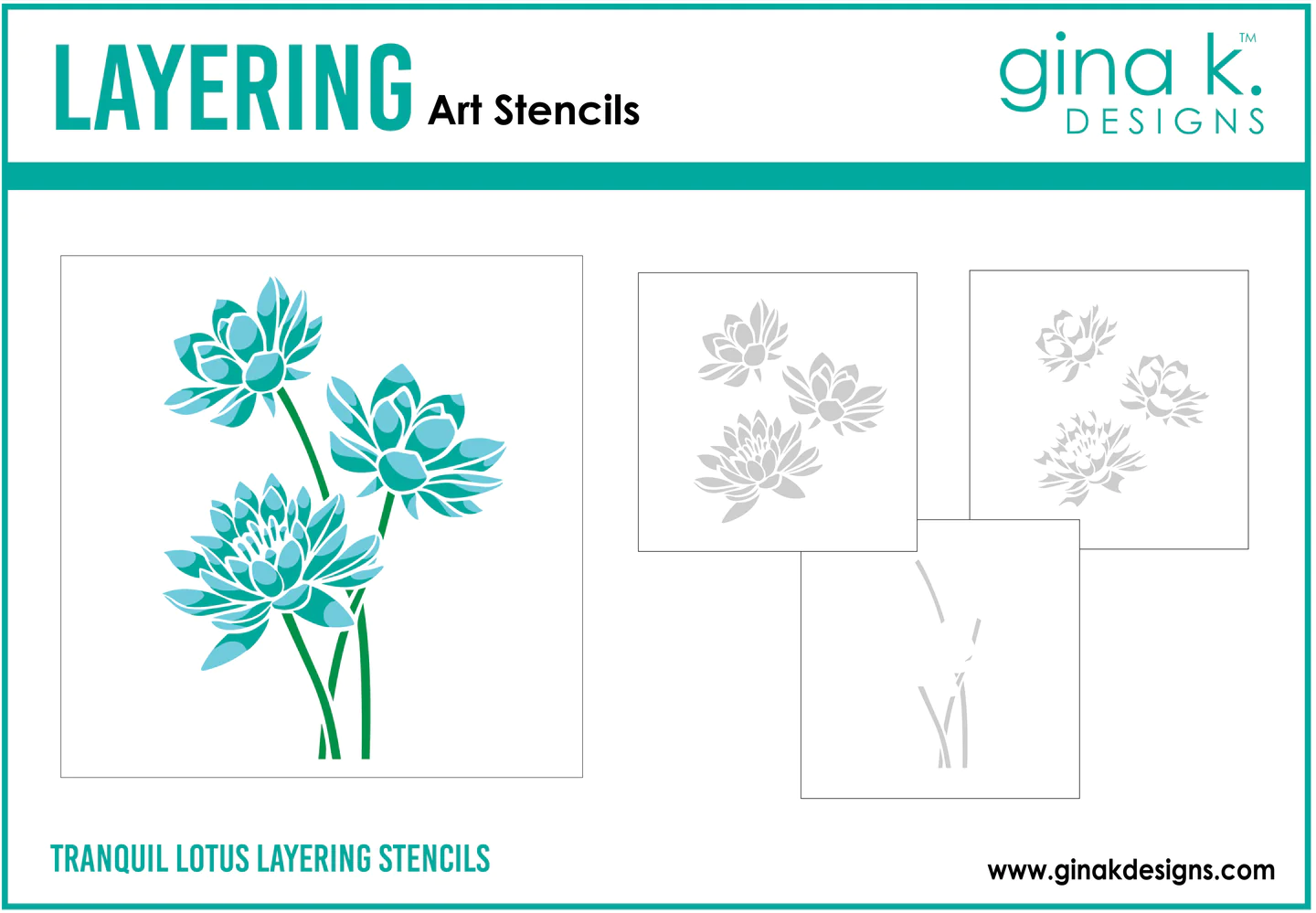 Gina K Designs - Tranquil Lotus Layering Stencils - STENCIL