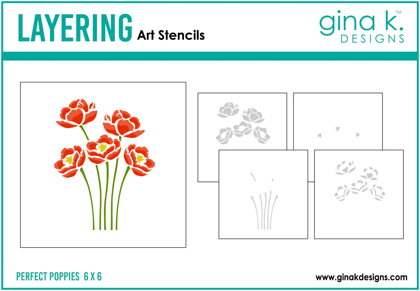 Gina K Designs - Perfect Poppies - STENCIL