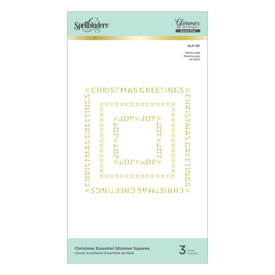 Spellbinders - Christmas Essential Glimmer Squares Glimmer Hot Foil Plate from Sparkling Christmas Collection