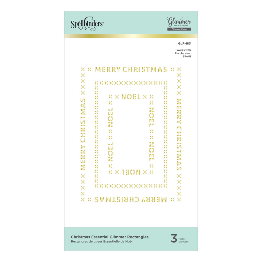 Spellbinders - Christmas Essential Glimmer Rectangles Glimmer Hot Foil Plate from Sparkling Christmas Collection