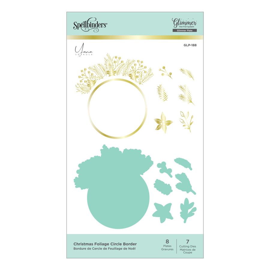 Spellbinders - Christmas Foliage Circle Border Glimmer Hot Foil Plate and Dies from Yana's Christmas Foiled Basics Collection by Yana Smakula (B7)