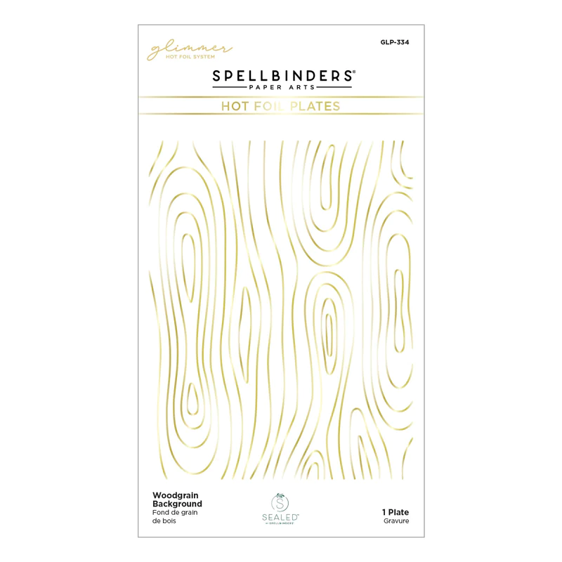 Spellbinders - WOODGRAIN BACKGROUND GLIMMER HOT FOIL PLATE FROM SEALED FOR THE HOLIDAYS COLLECTION